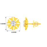 22k Yellow Gold Cubic Zirconia Floral Stud Earrings with gold weight of 0.783g